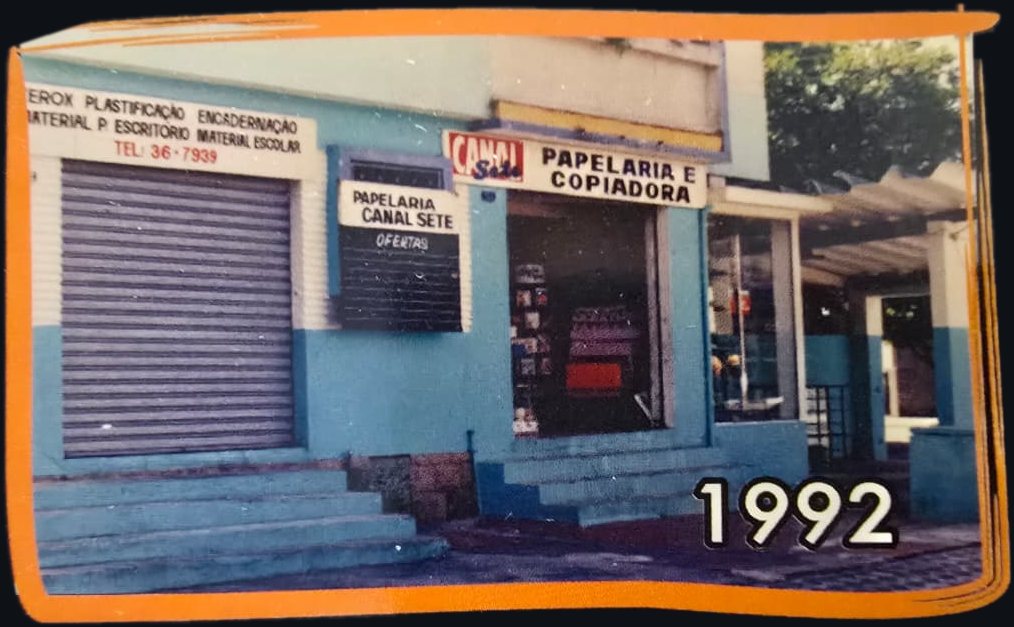 Fachada da Canal Sete em 1992, ainda como papelaria e copiadora